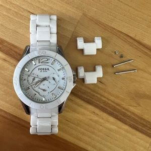 White Ceramic Fossil Watch